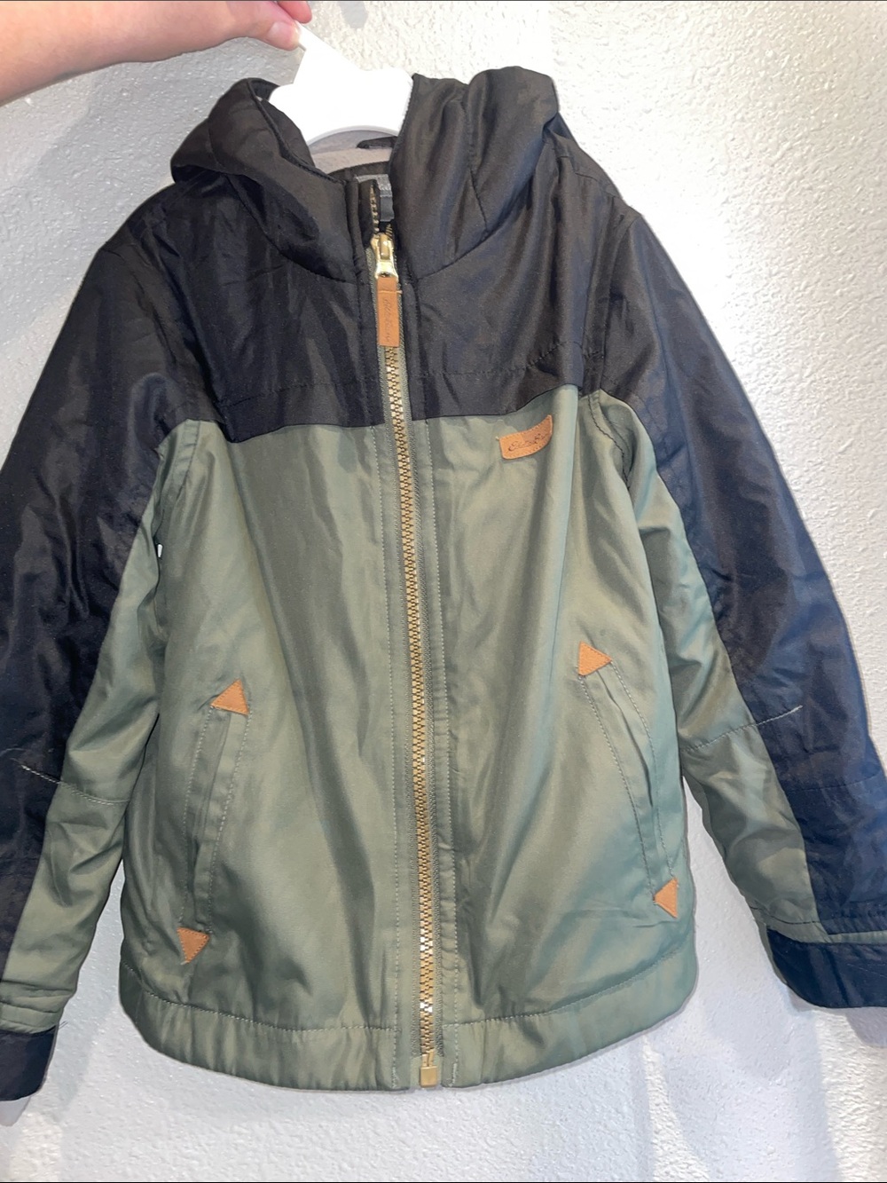 Eddie Bauer Kids Two-Tone Hooded Puffer Jacket - Green & Black
